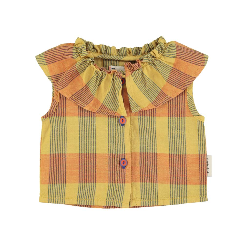 Блуза с отложным воротником Piupiuchick "Mustard Checkered", мускатный орех